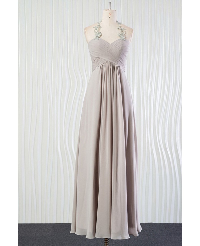 Vintage Silver Beach Bridesmaid Dress Long Halter With Lace