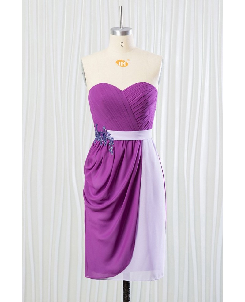 Short Purple Chiffon Bridesmaid Dress for Summer Beach Weddings - Click Image to Close