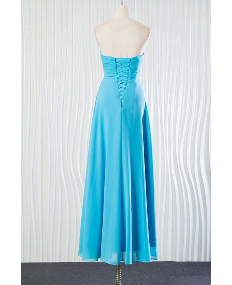 Elegant Long Chiffon Aqua Bridesmaid Dress for Beach Weddings - Click Image to Close