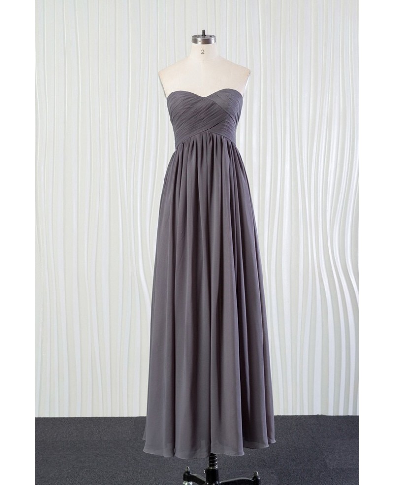 Simple Long Grey Bridesmaid Dress In Chiffon for Summer Weddings - Click Image to Close