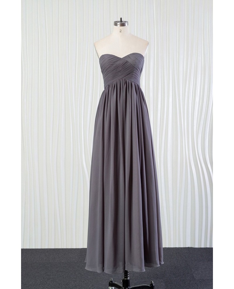 Simple Long Grey Bridesmaid Dress In Chiffon for Summer Weddings