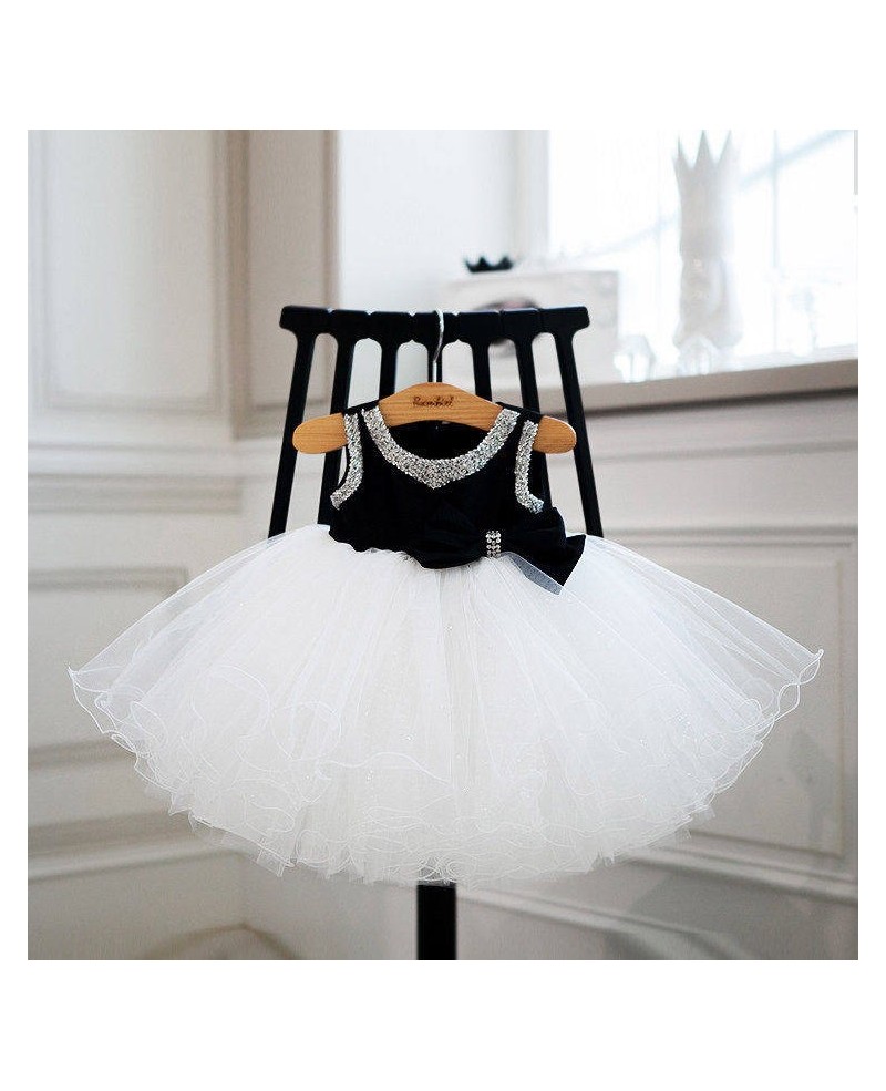 Modern Black And White Tutu Tulle Ballet Flower Girl Dress For Dance Parties Performance