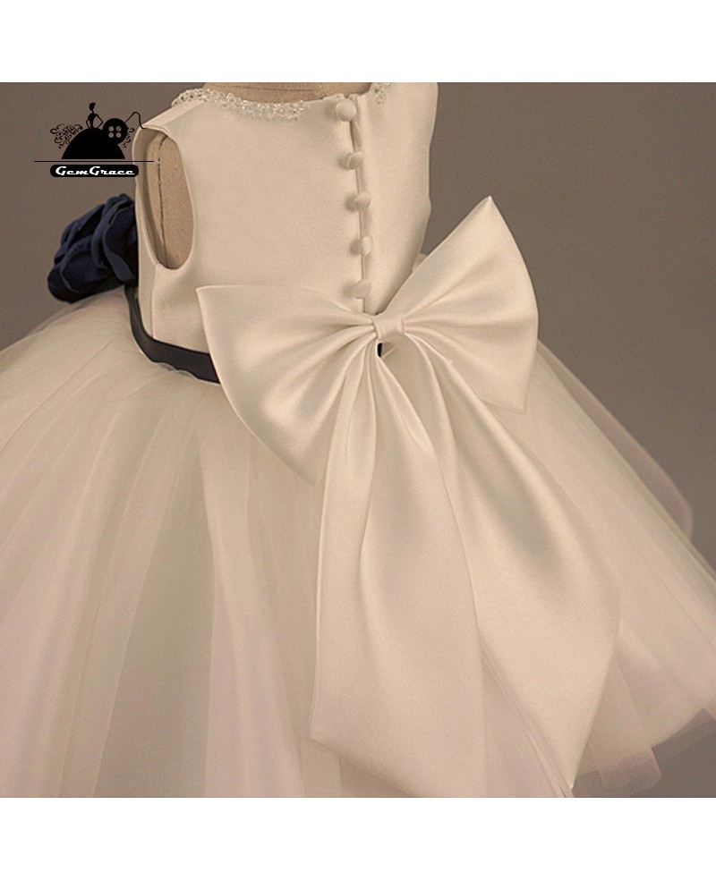 Lovely White Tutu Flower Girl Dress With Flowers Girls Pageant Gown