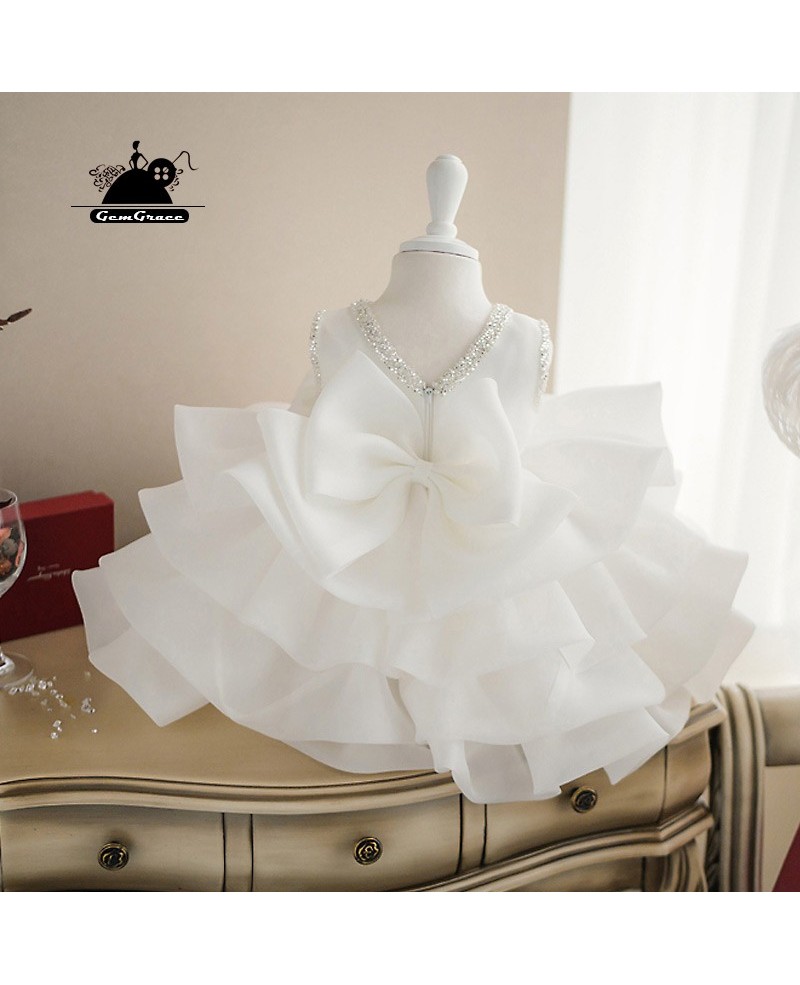 High-end Puffy Princess Ivory Flower Girl Dress Baby Girls Pageant Gown - Click Image to Close