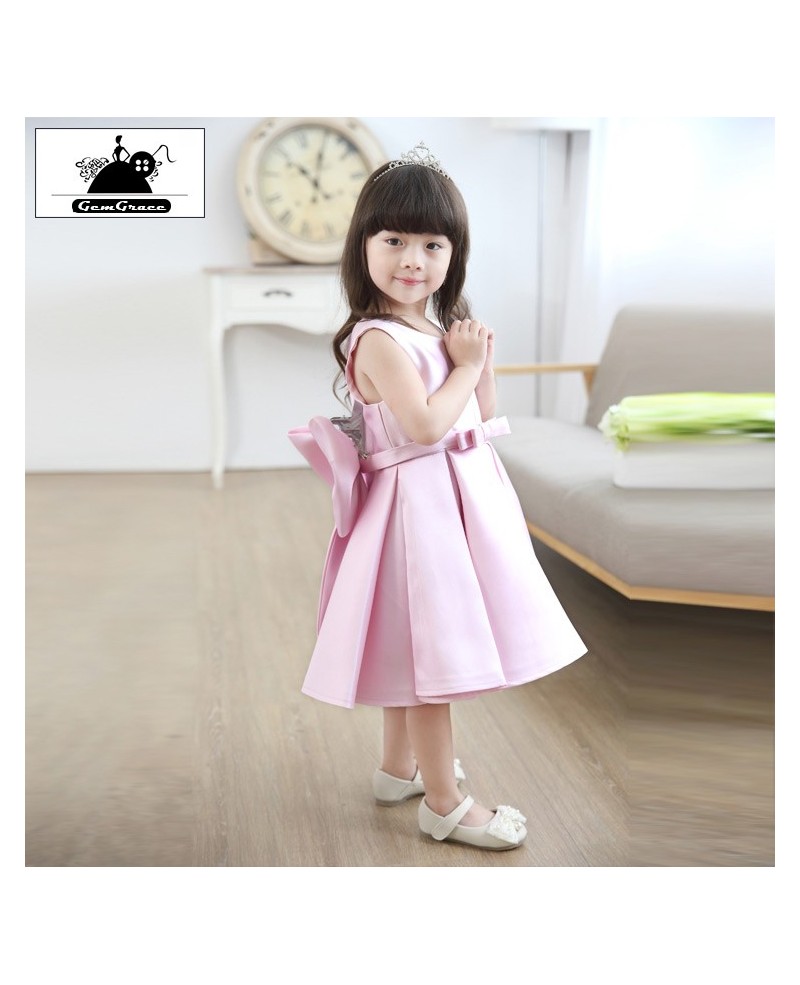 Simple Chic Satin Couture Flower Girl Dress Short For Weddings