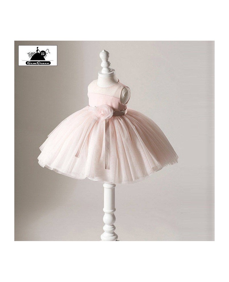 High-end Pink Tutus Tulle Flower Girl Dress Ballet Performance Pageant Gown - Click Image to Close