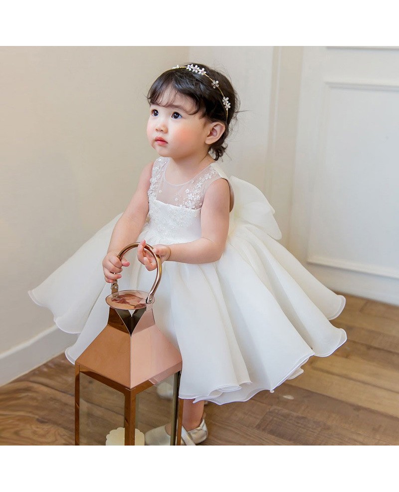 Couture White Princess Flower Girl Dress Ballgown Toddler Pageant Gown - Click Image to Close