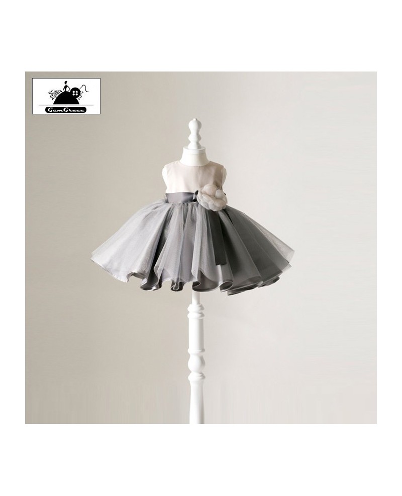 Modern Ballet Tutu Grey Flower Girl Dress Toddler Pageant Gown