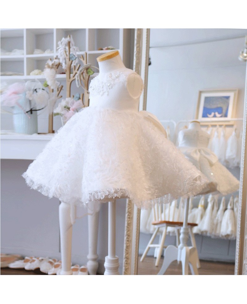 Super Cute Tutu Girls Wedding Dress White Flower Girl Dress For Toddlers - Click Image to Close