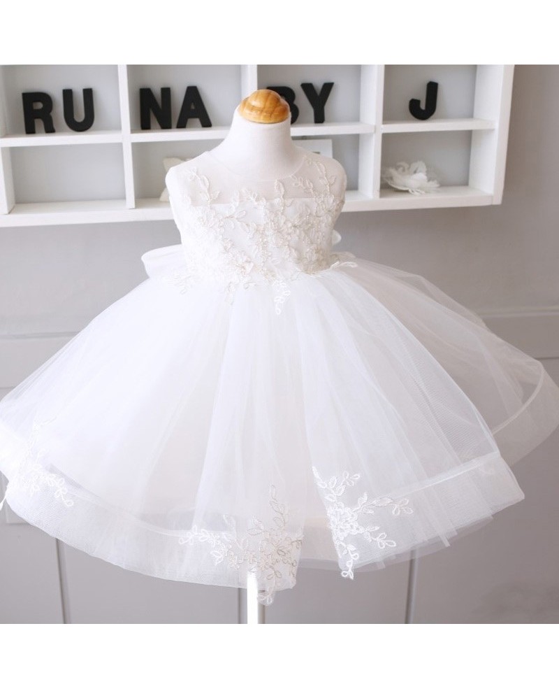 Couture White Princess Flower Girl Wedding Dress Tulle Ballgown Pageant Dress