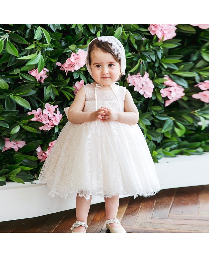 Ivory Lace Princess Flower Girl Dress Toddler Kids Pageant Gown