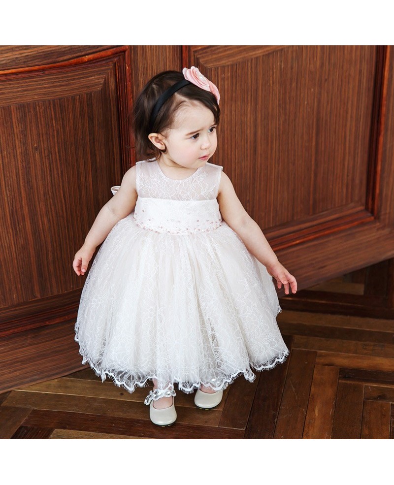 Ivory Lace Princess Flower Girl Dress Toddler Kids Pageant Gownbd28504