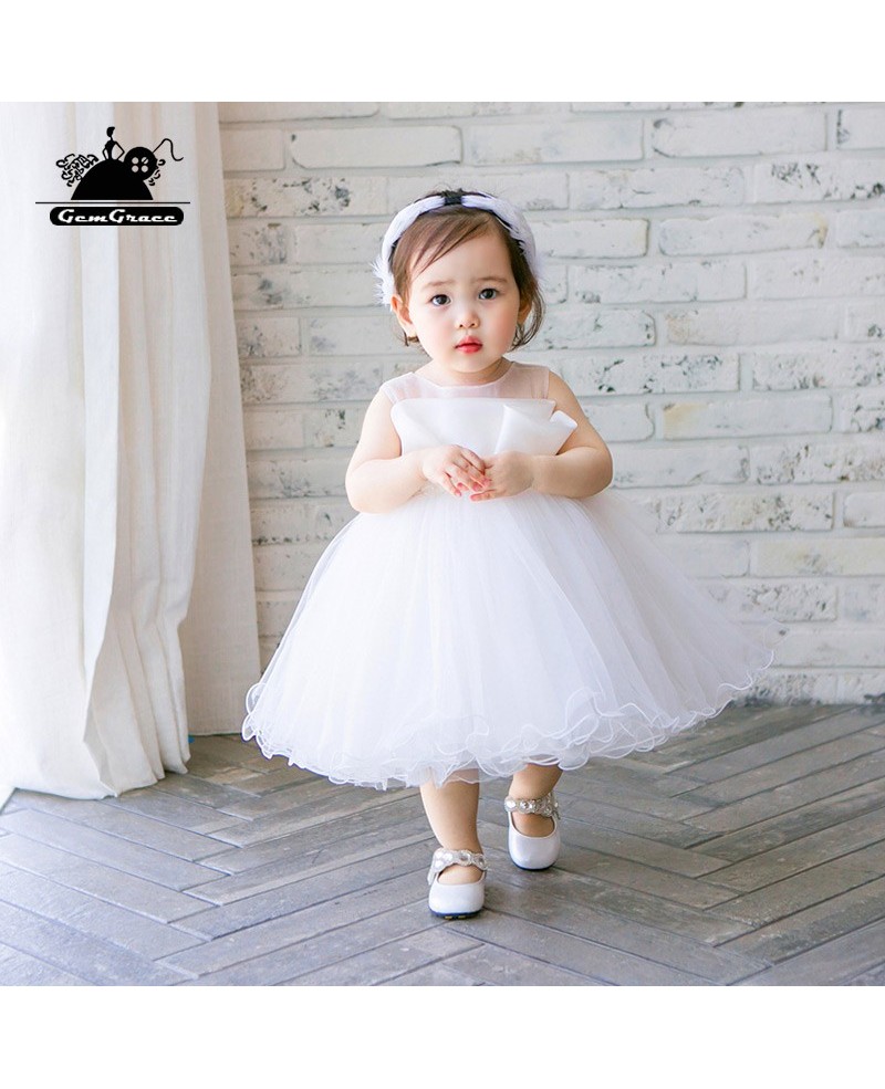 Super Cute White Flower Girl Tutu Dress Toddler Kids Pageant Gown