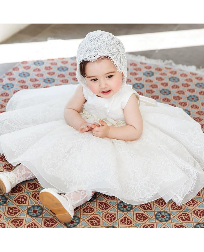 Couture Tulle Tutu Lace Flower Girl Dress With Big Bow In Back