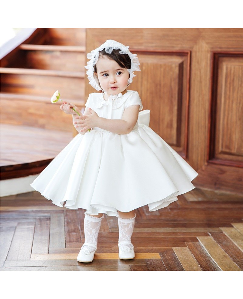 Vintage Baby Collar Princess Flower Girl Dress With Sleeves Couture Pageant Gown