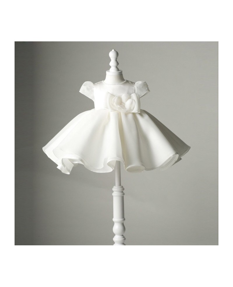 Designer Ivory Baby Princess Flower Girl Dress With Sleeves - Click Image to Close