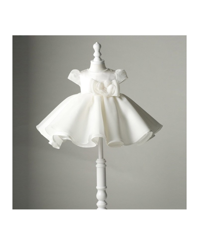 Designer Ivory Baby Princess Flower Girl Dress With Sleeves