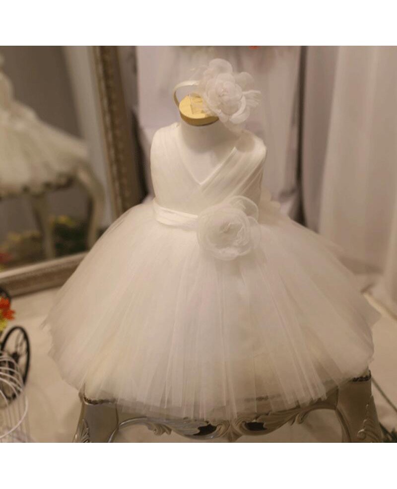 Designer Puffy White Tulle Flower Girl Dress Tutus Pageant Gown