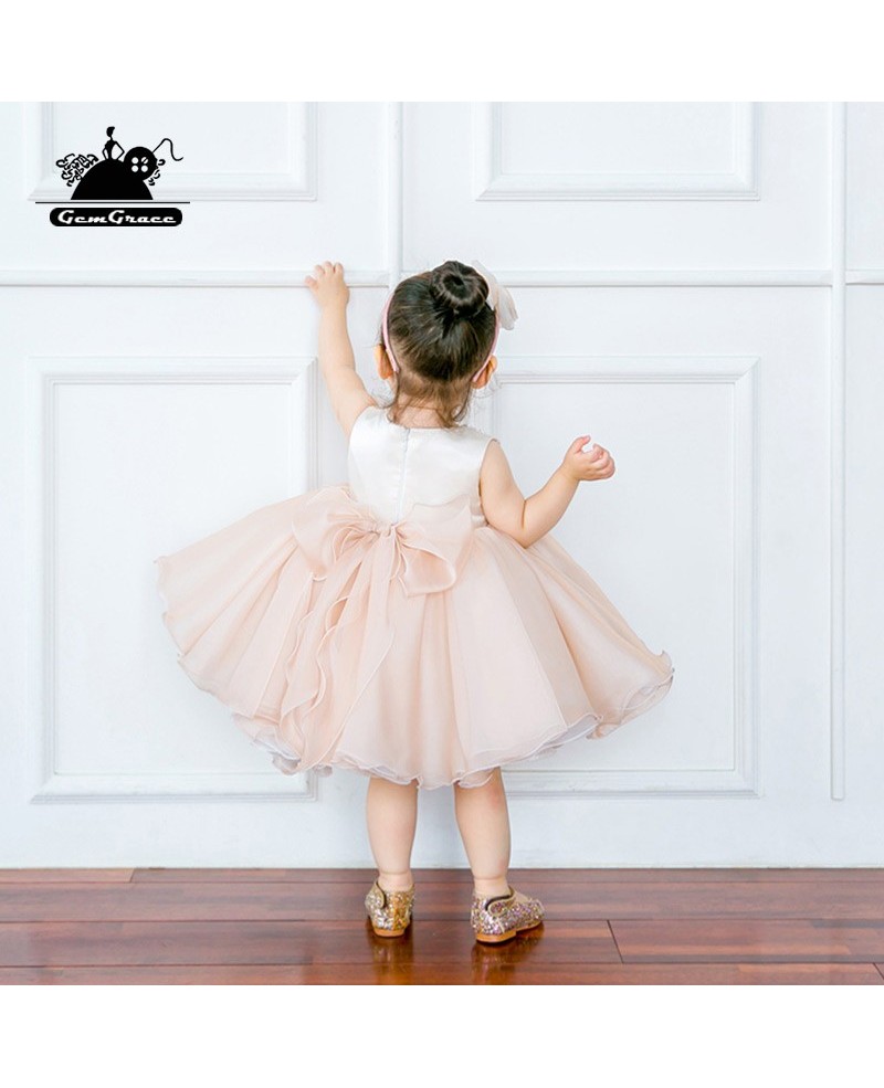 Couture Blush Pink Puffy Flower Girl Dress Sleeveless For Toddler Girls - Click Image to Close