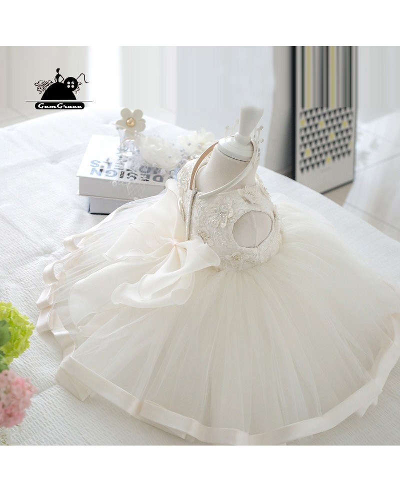 White Princess Ballgown Flower Girl Wedding Dress Couture Pageant Gown - Click Image to Close