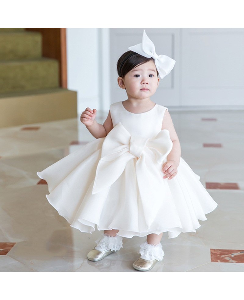 Super Cute Big Bow Ivory Princess Flower Girl Dress For Formal - Click Image to Close