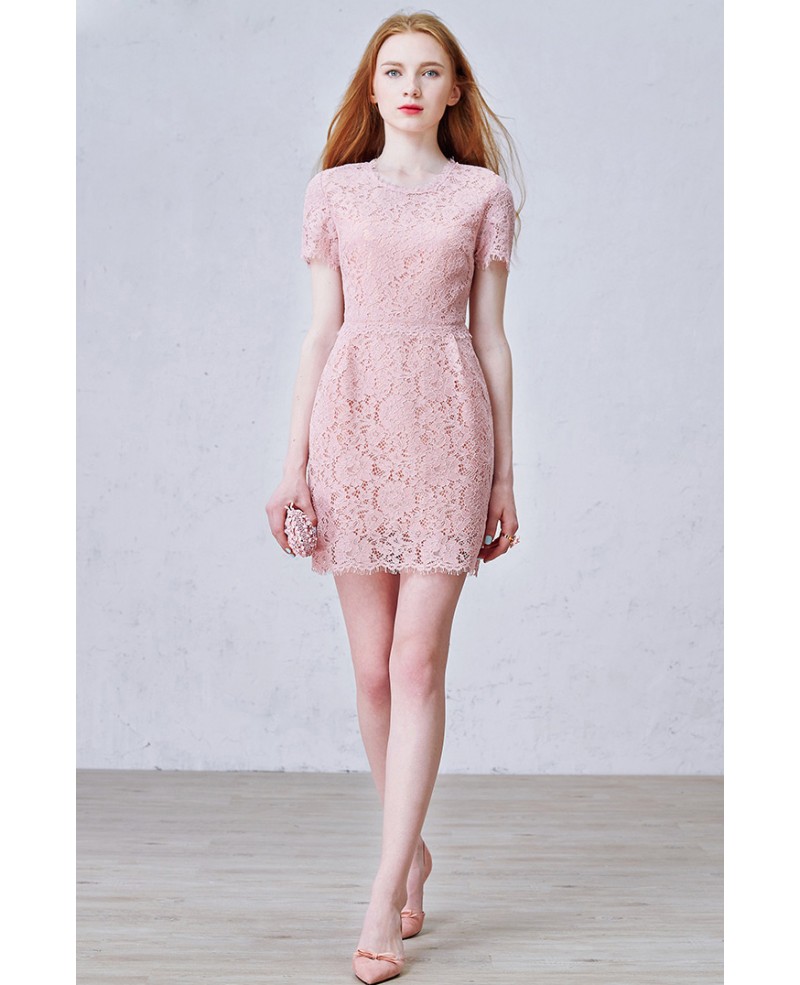 Lovely A-Line Scoop Neck Short Lace Dress