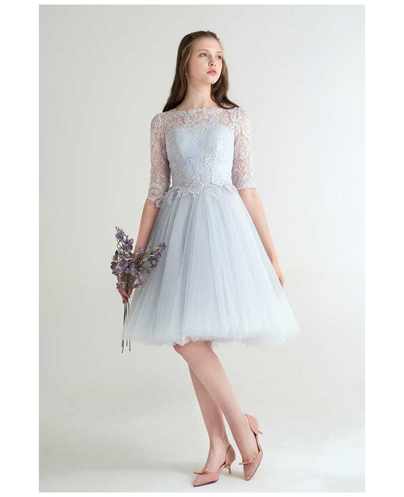 Lovely A-Line Scoop Neck Short Tulle Dress With Appliques Lace