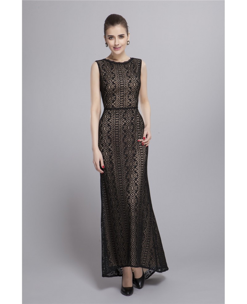Elegant A-Line Black Lace Long Dress