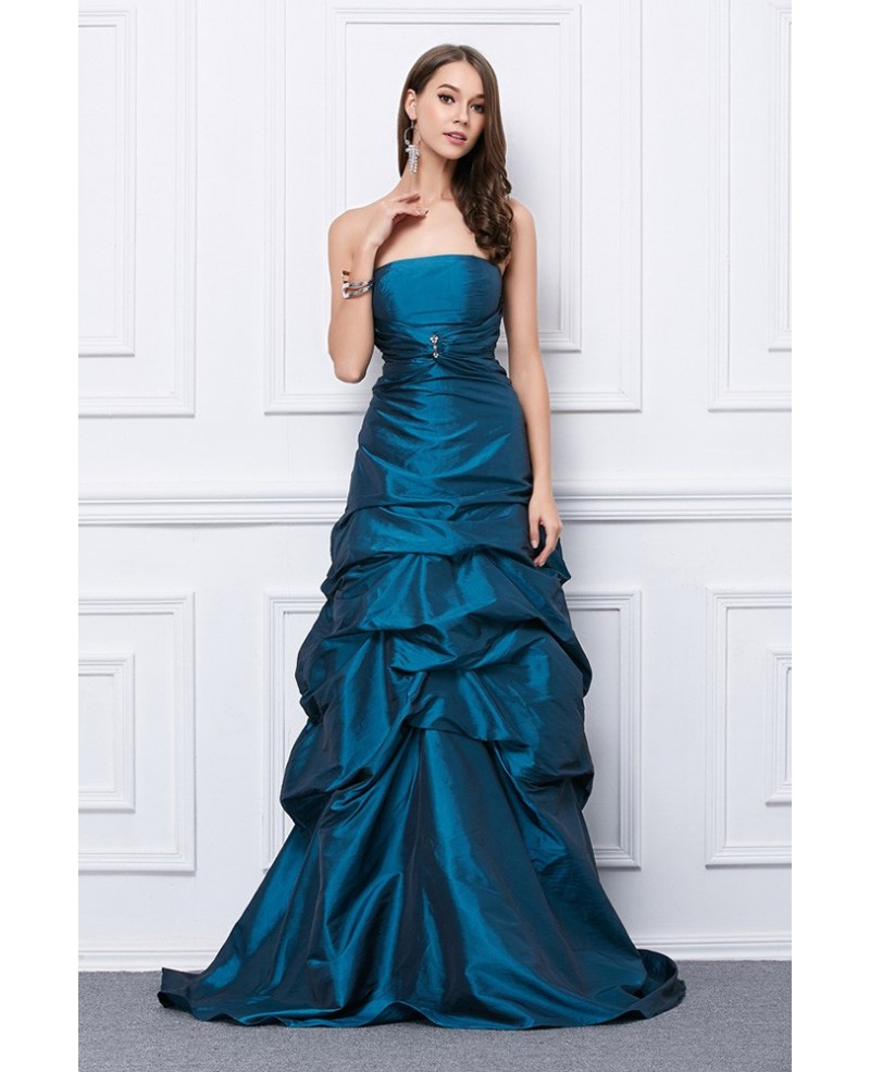 Fancy Ball-Gown Strapless Taffeta Floor-Length Prom Dress - Click Image to Close