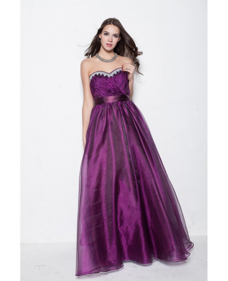 Purple Strapless Long Party Ball Gown Dress for Homecoming