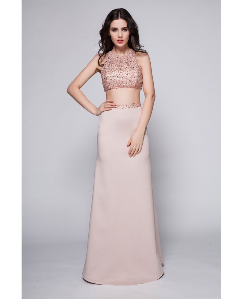 Sexy Pink Sequined Long Dance Party Dress - Click Image to Close
