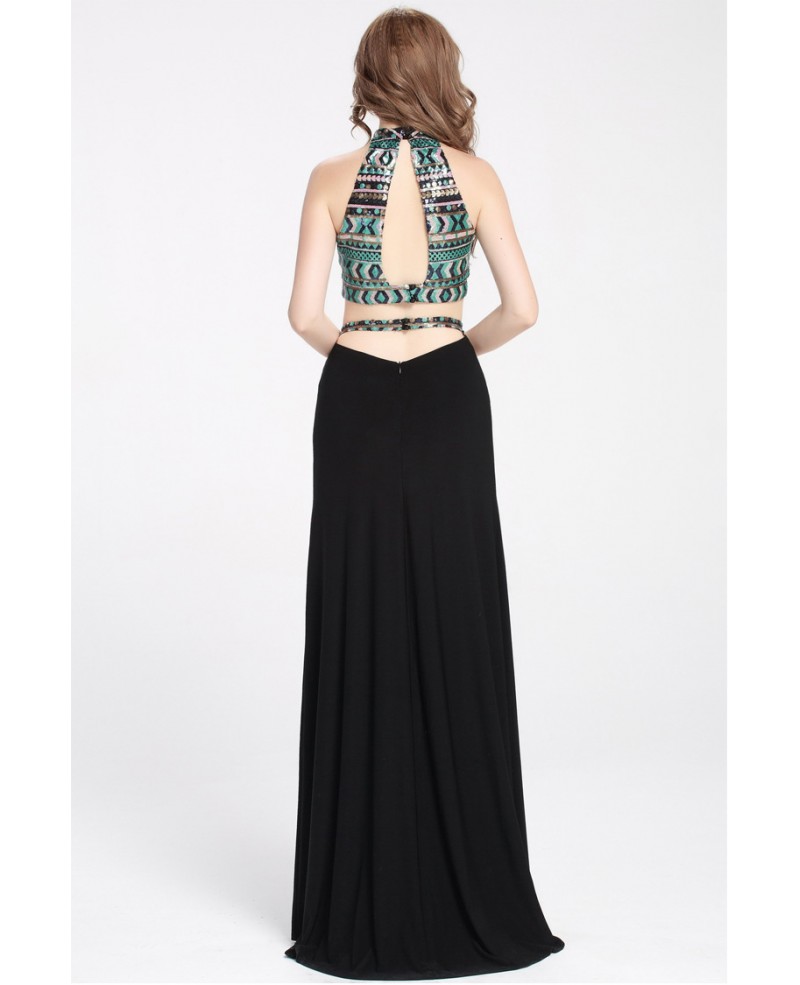 Exotic High Neck Two Pieces Black Dance Party Dress - Click Image to Close