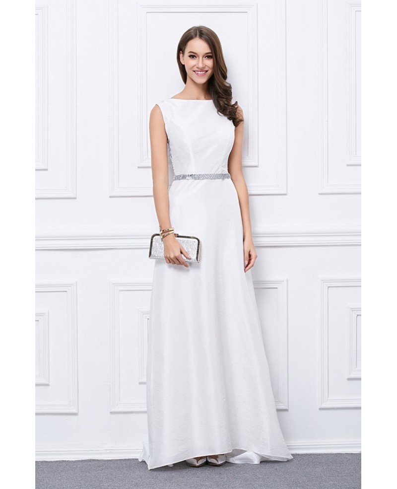 Elegant A-Line Polyster Floor-Length Eveing Dress With Sequins