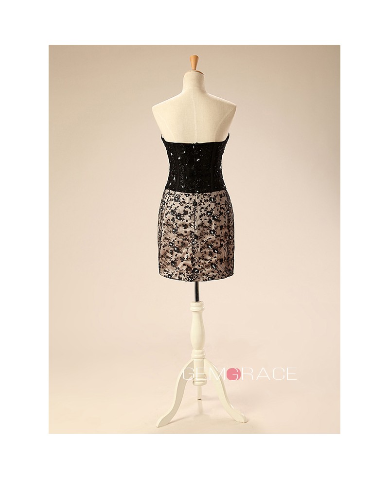 Sheath Sweetheart Short Lace Prom Dress With Sequins