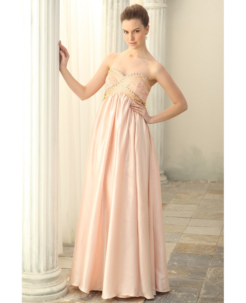 A-line Sweetheart Chiffon Floor-length Prom Dress With Beading