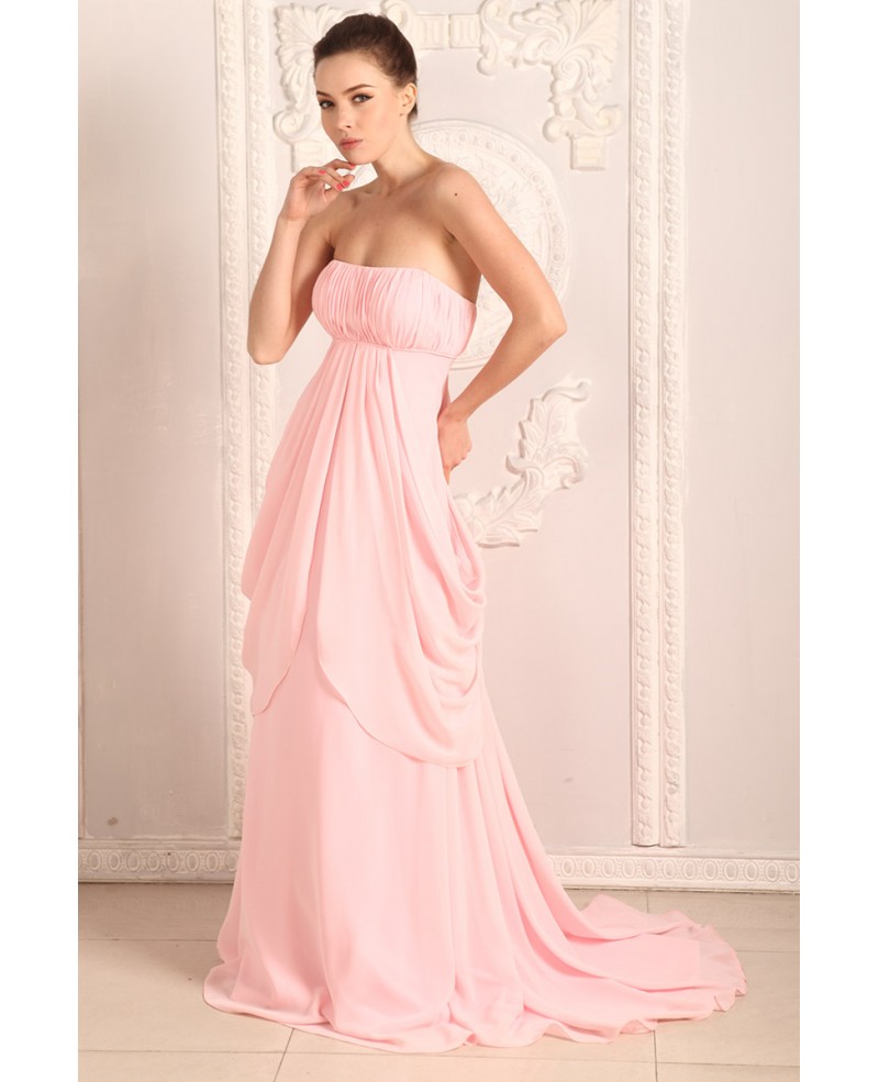 Empire Strapless Sweep-train Chiffon Evening Dress