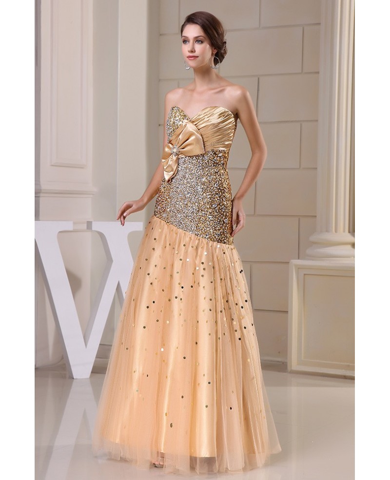 Mermaid Sweetheart Floor-length Tulle Prom Dress With Beading