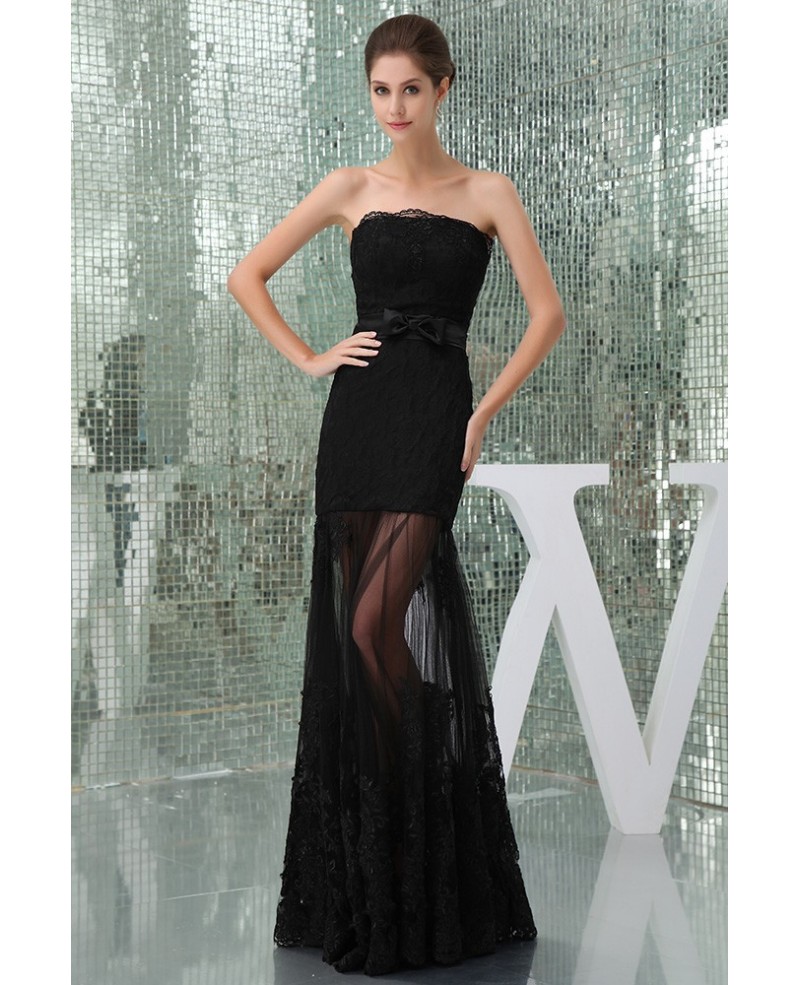 Mermaid Strapless Floor-length Lace Evening Dress - Click Image to Close