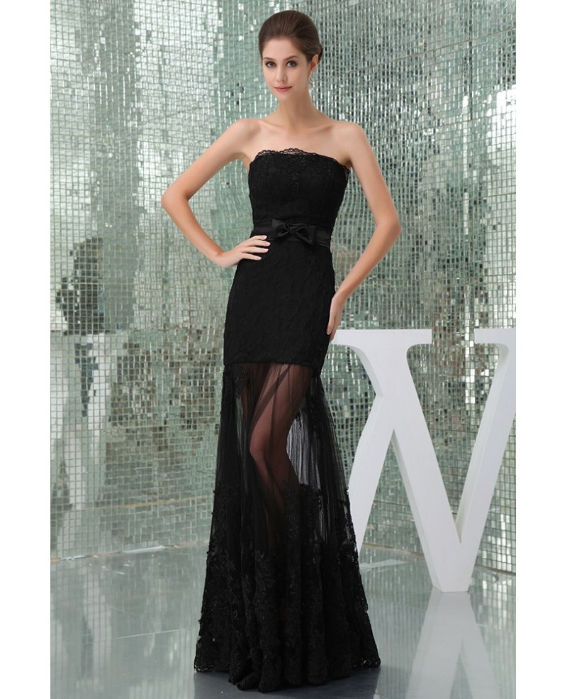 Mermaid Strapless Floor-length Lace Evening Dress