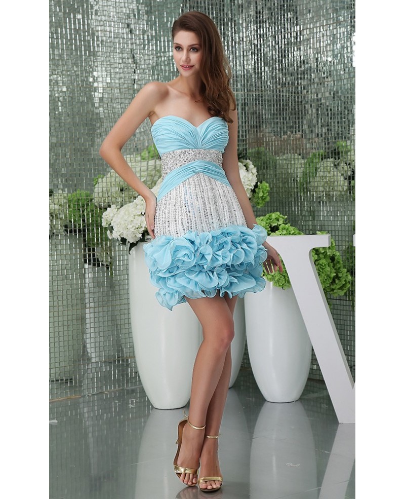 Sheath Sweetheart Short Tulle Prom Dress With Beading