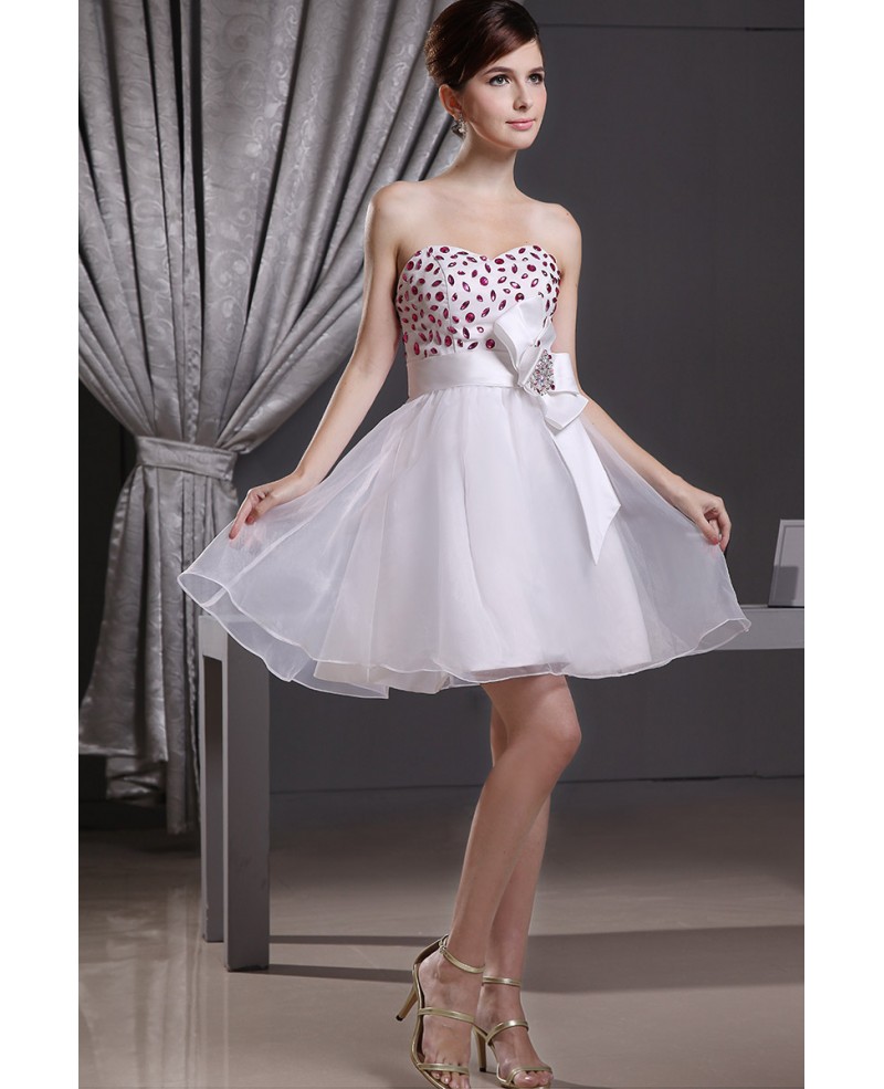 A-line Sweetheart Short Tulle Prom Dress With Beading