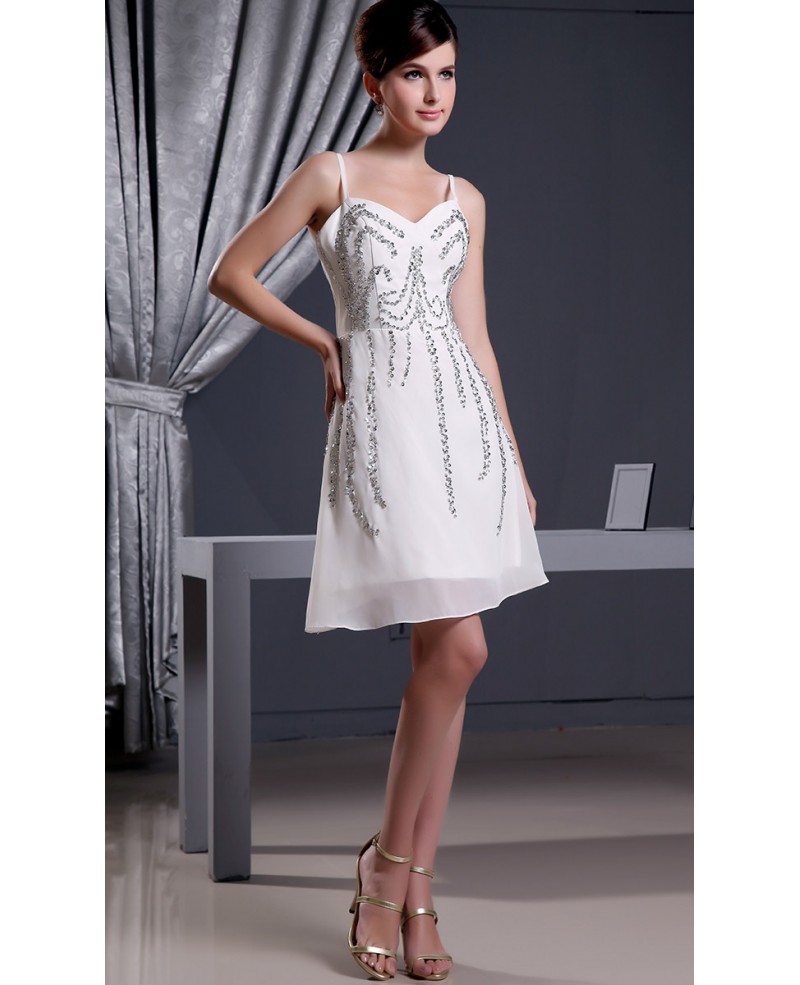 A-line Sweetheart Short Chiffon Prom Dress With Beading