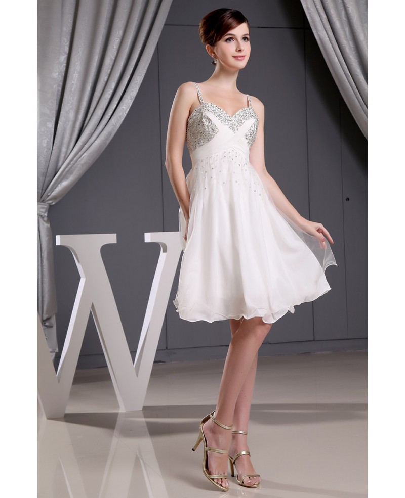 A-line Sweetheart Short Tulle Wedding Dress With Beading