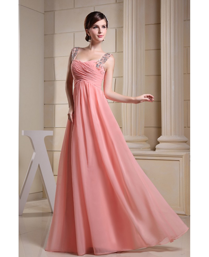 A-line Sweetheart Floor-length Chiffon Prom Dress With Beading