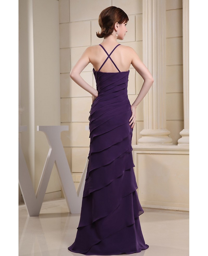 Sheath Square Neckline Floor-length Chiffon Evening Dress