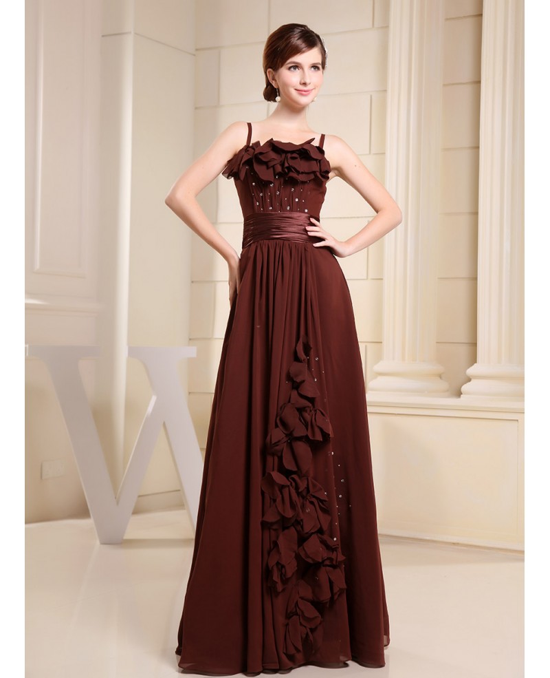 Empire Square Neckline Floor-length Chiffon Prom Dress With Ruffle