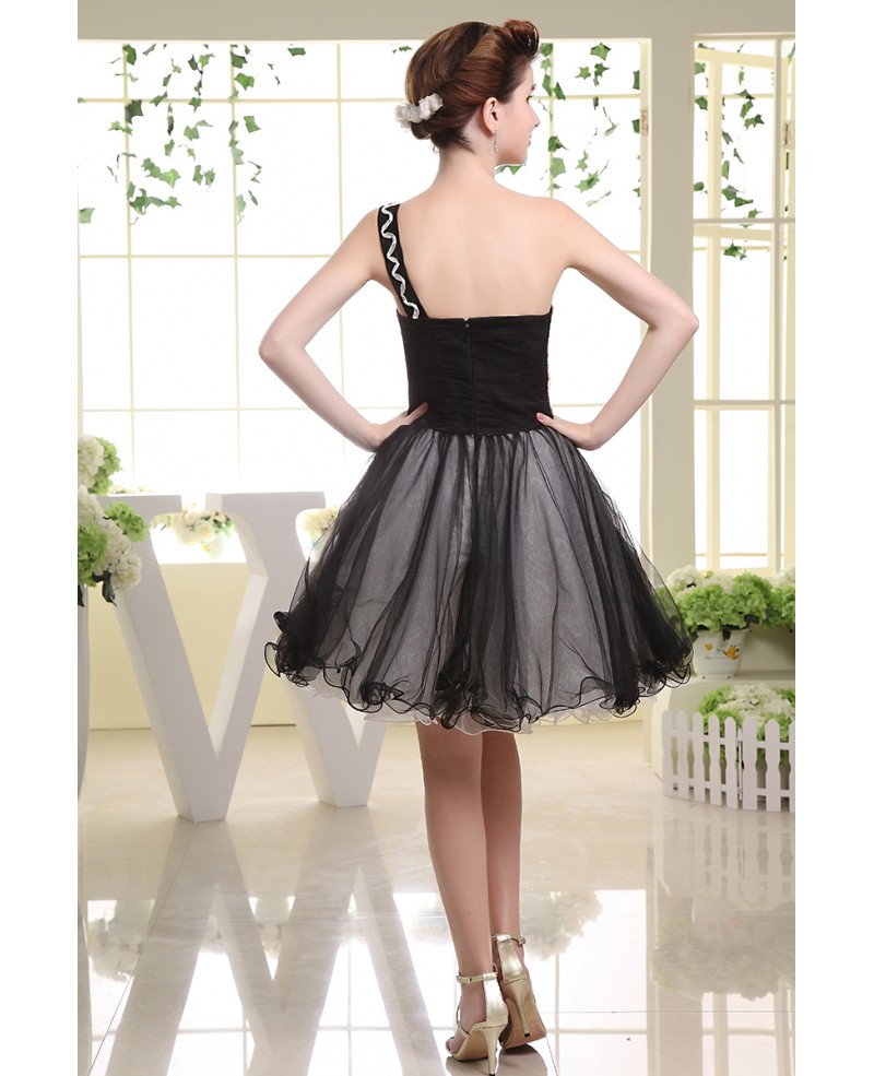 A-line One-shoulder Knee-length Tulle Prom Dress