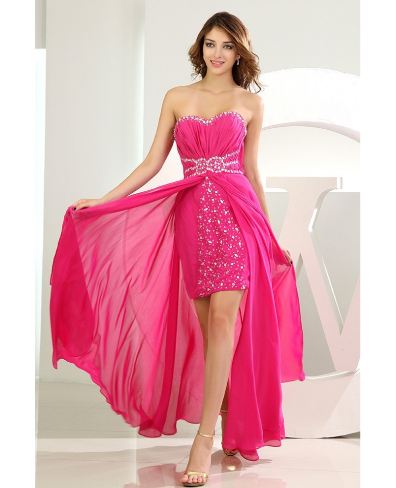 A-line Sweetheart Floor-length Chiffon Prom Dress With Beading