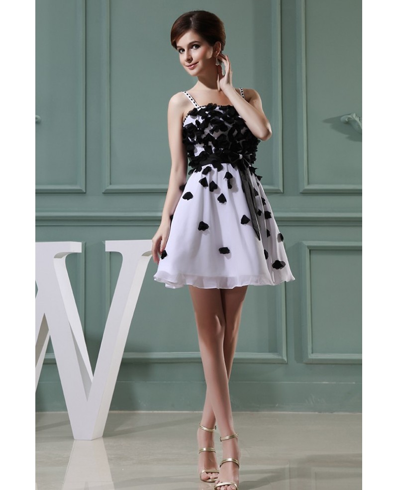 A-line Strapless Short Chiffon Homecoming Dress With Flowers - Click Image to Close