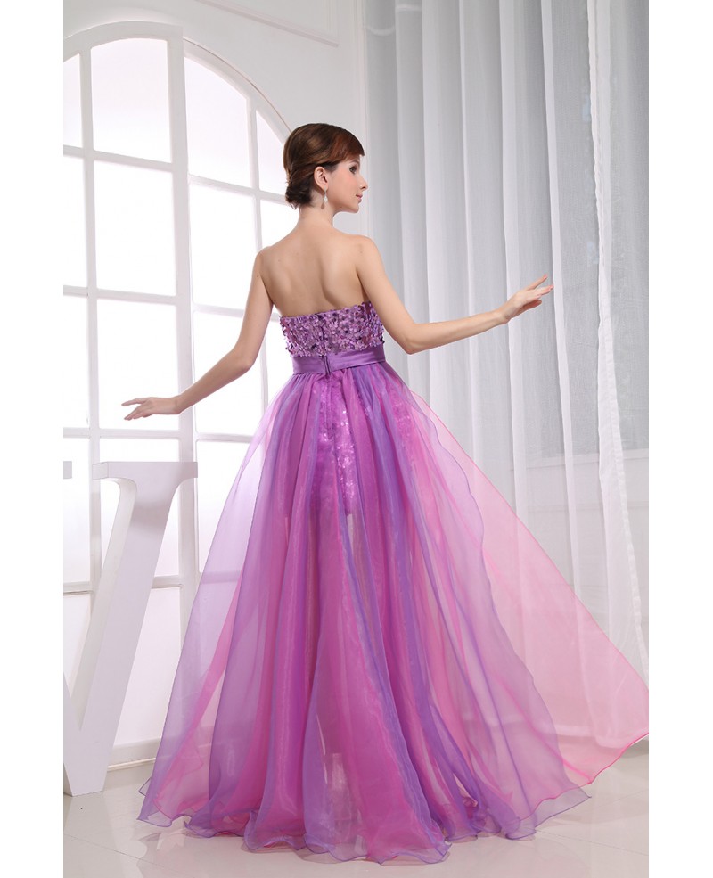 A-line Sweetheart Asymmetrical Tulle Sequined Prom Dress